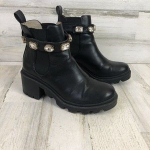 Steve Madden Amulet Rhinestone Booties - Y2K Chunky Boots Women’s Sz 7